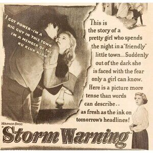 1951 Storm Warning Ronald Reagan Movie Advertisement Ku Klux Klan KKK DWY12